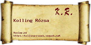 Kolling Rózsa névjegykártya